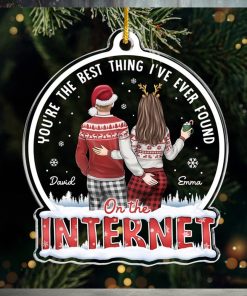 Of All The Weird Things Couple Personalized Custom Ornament Acrylic Snow Globe Shaped Christmas Gift For Husband Wife, Anniversary