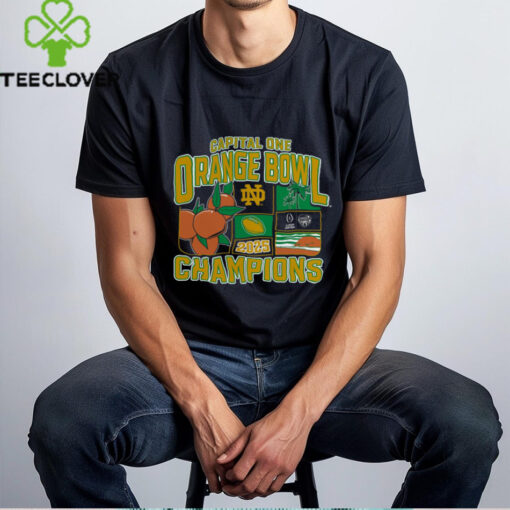 Offical Notre Dame Fighting Irish College Football Playoff 2025 Orange Bowl Champions Victory Ahead Shirt