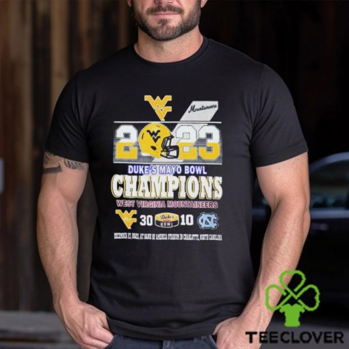 Official 2023 Duke’s Mayo Bowl Champions West Virginia Mountaineers 30 10 UNC Tar Heels Shirt