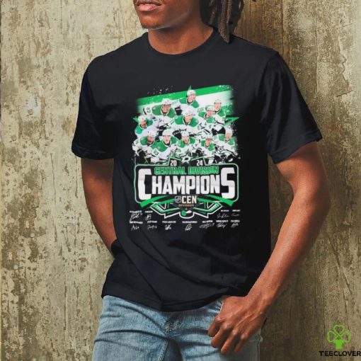 Official 2024 Central Division Champions Dallas Stars Team Signatures Shirt