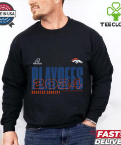 Official 2024 Denver Broncos vs. Kansas City Chiefs NFL Playoffs Broncos Country T-Shirt with a bold design celebrating the matchup, perfect for Broncos fans showing their team spirit during the playoffs.