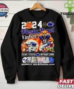 The **Official 2024 Fiesta Bowl Vrbo Penn State Nittany Lions Mascot Shirt** celebrates Penn State’s participation in the 2024 Fiesta Bowl. Featuring the iconic Nittany Lions mascot and bold Fiesta Bowl graphics, this shirt is a must-have for fans cheering on their team in this prestigious game!