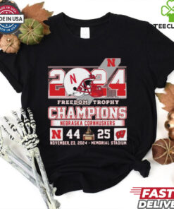 Official 2024 Freedom Trophy Champions Nebraska Cornhuskers 44 25 Wisconsin Shirt