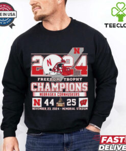 Official 2024 Freedom Trophy Champions Nebraska Cornhuskers 44 25 Wisconsin Shirt