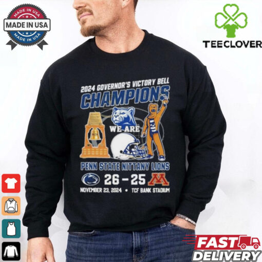 Official 2024 Governor’s Victory Bell Champions Penn State Nittany Lions 26 25 Minnesota Golden Gophers Nov 23 2024 TCF Bank Stadium shirt