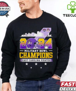 Official 2024 Military Bowl Champions East Carolina Pirates skyline Best Selling shirt