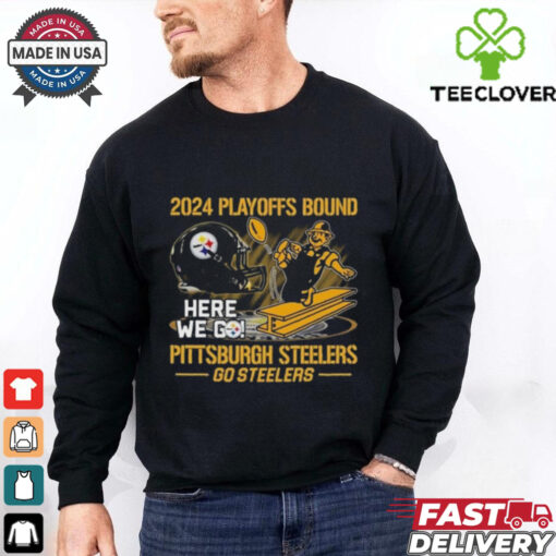 Official 2024 Playoffs Bound Pittsburgh Steelers Go Steelers Helmet Shirt
