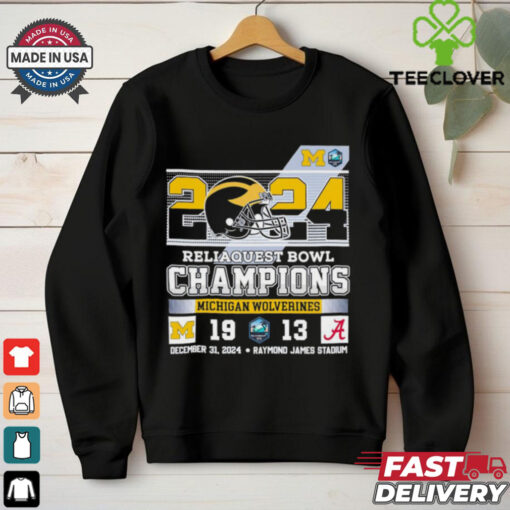 Official 2024 Reliaquest Bowl Champions Michigan Wolverines Best Selling shirt