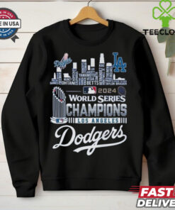 Official 2024 World Series Champions One Win Away MLB Los Angeles Dodgers Skyline Shirt