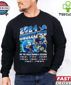 Official 2024 undefeated on the road during a season Detroit Lions mascot Best Selling shirt