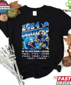 Official 2024 undefeated on the road during a season Detroit Lions mascot Best Selling shirt