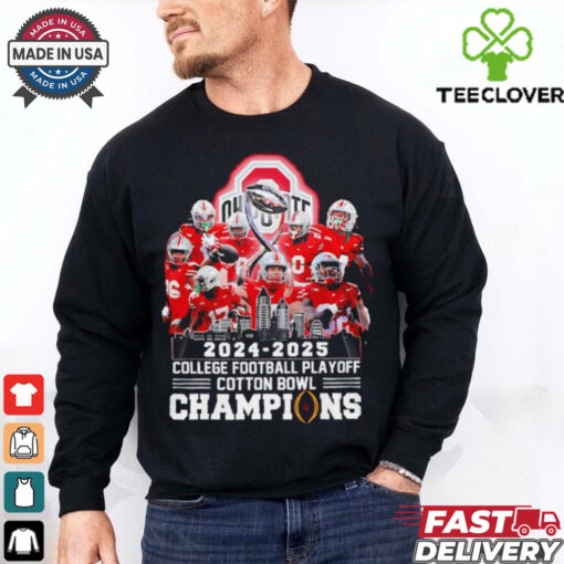 Official 2024 – 2025 CFP Cotton Bowl Champions Ohio State Buckeyes city skyline shirt