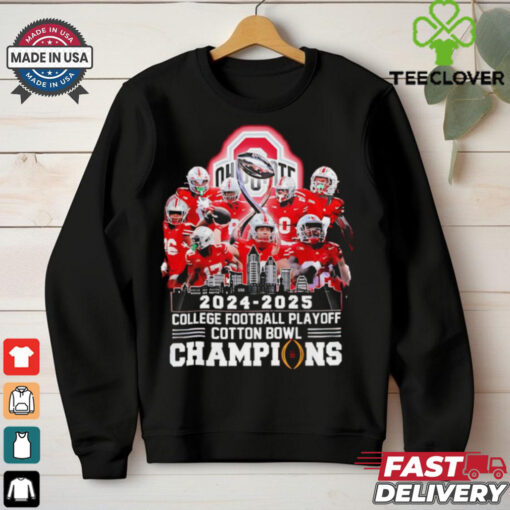 Official 2024 – 2025 CFP Cotton Bowl Champions Ohio State Buckeyes city skyline shirt