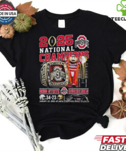 Official 2025 National Champions Ohio State Buckeyes 34 13 Jan 20 2025 Atlanta Mascot Ring Shirt