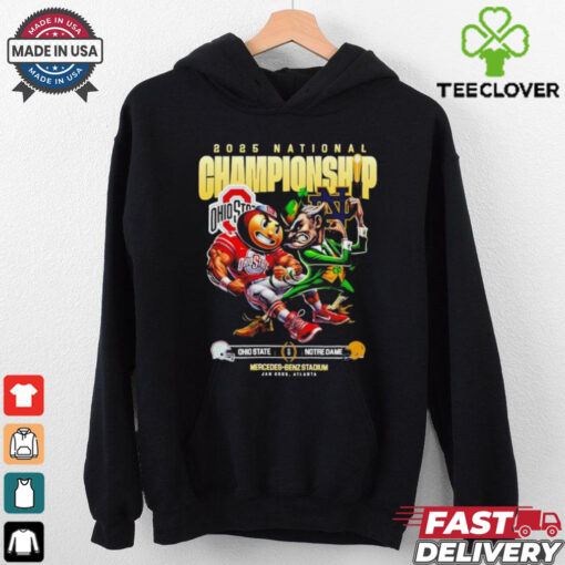 Official 2025 National Championship Ohio State Buckeyes vs Notre Dame Fighting Irish Mascots Mercedes Benz Stadium shirt