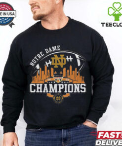 Official 2025 Orange Bowl Champions Notre Dame Fighting Irish Skyline Football Logo Shirt