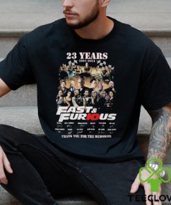 Official 23 years 2001 2024 fast and furious thank you for the memories T shirt