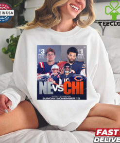 Official 3 Pick 2024 New England Patriots vs. 1 Pick 2024 Chicago Bears Sunday November 10 Poster t shirt