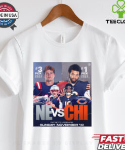 Official 3 Pick 2024 New England Patriots vs. 1 Pick 2024 Chicago Bears Sunday November 10 Poster t shirt