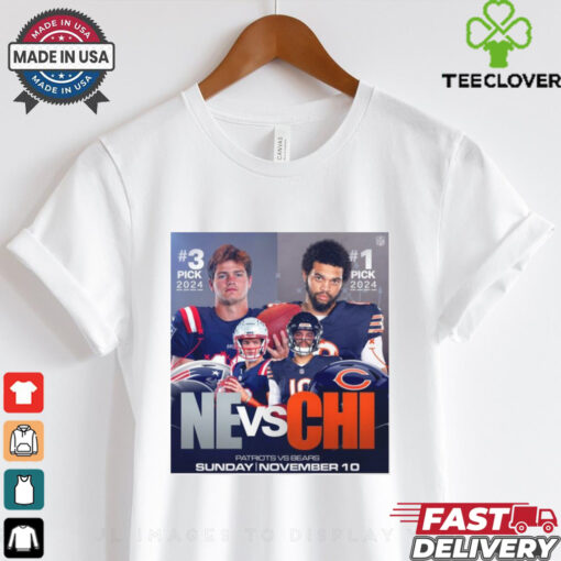 Official 3 Pick 2024 New England Patriots vs. 1 Pick 2024 Chicago Bears Sunday November 10 Poster t shirt