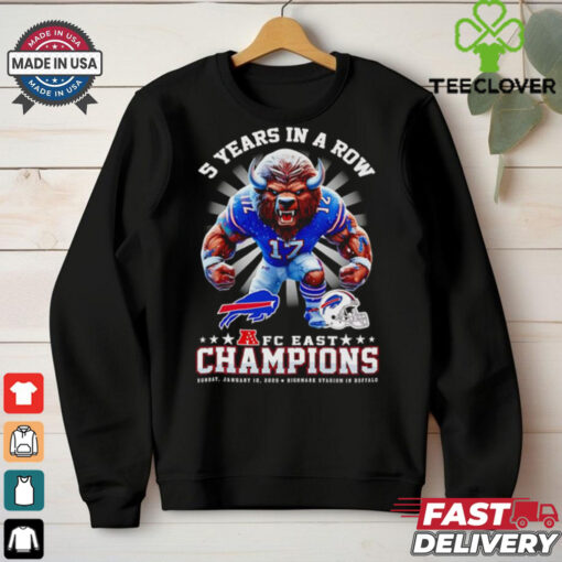 Official 5 years in a row AFC East Champions mascot shirt