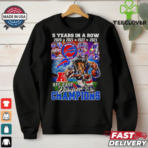Official 5 years in a row Buffalo Bills 2024 AFC East Division Champions mascot shirt