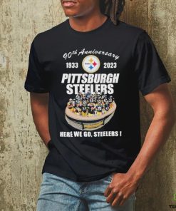 Official 90th Anniversary 1933 – 2023 Pittsburgh Steelers Here We Go, Steelers Shirt