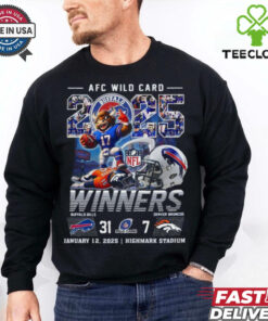 Official AFC Wild Card 2025 Winners Buffalo Bills Beat Denver Broncos Mascot Shirt