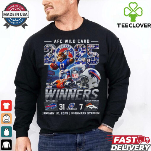 Official AFC Wild Card 2025 Winners Buffalo Bills Beat Denver Broncos Mascot Shirt