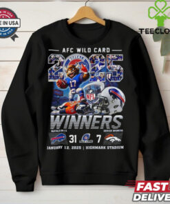 Official AFC Wild Card 2025 Winners Buffalo Bills Beat Denver Broncos Mascot Shirt