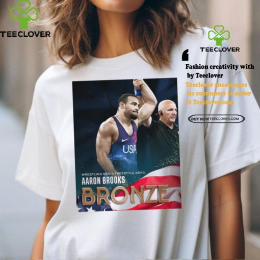 Official Aaron Brooks Team USA Bronze Medal Wrestling Men’s Freestyle 86Kg Paris Olympic 2024 Poster t shirt