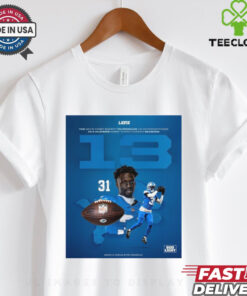 Official Aaron Rodger Detroit Lions The NFL’s First Safety To Product 13 Interceptions In A Player’s First Three Career Season Signature Poster t shirt