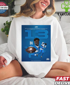 Official Aaron Rodger Detroit Lions The NFL’s First Safety To Product 13 Interceptions In A Player’s First Three Career Season Signature Poster t shirt