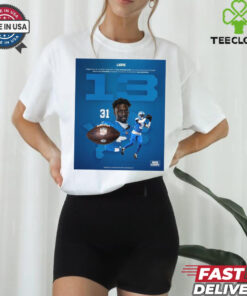 Official Aaron Rodger Detroit Lions The NFL’s First Safety To Product 13 Interceptions In A Player’s First Three Career Season Signature Poster t shirt