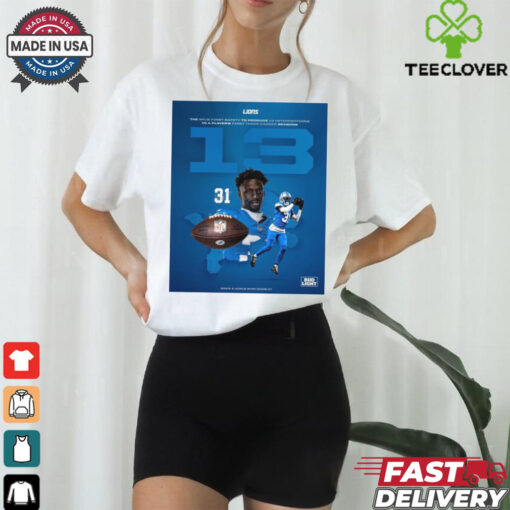 Official Aaron Rodger Detroit Lions The NFL’s First Safety To Product 13 Interceptions In A Player’s First Three Career Season Signature Poster t shirt