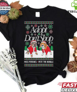 Official Adopt Don’t Shop Miss Peaches X Pete The Beagle Ugly Christmas 2024 Shirt