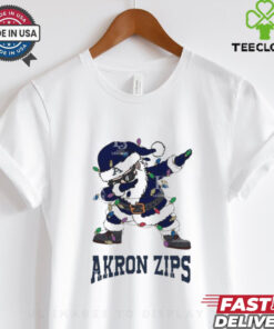 Official Akron Zips Dabbing Santa Claus Ugly Christmas Light shirt