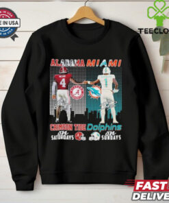 Official Alabama Crimson Tide Jalen Milroe x Miami Dolphins Tua Tagovailoa On Saturdays Signatures shirts