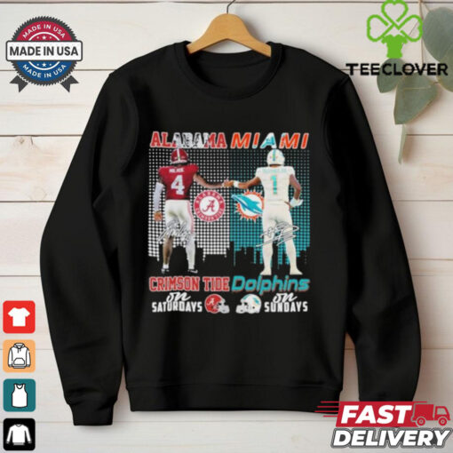 Official Alabama Crimson Tide Jalen Milroe x Miami Dolphins Tua Tagovailoa On Saturdays Signatures shirts