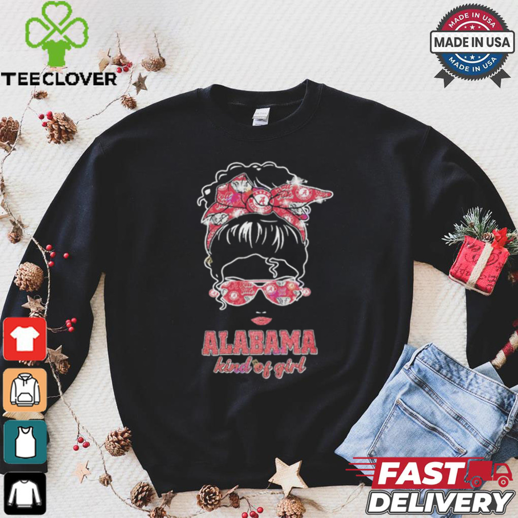 Official Alabama Crimson Tide Kind Of Girl Messy Bun Shirt Official Alabama Crimson Tide Kind Of Girl Messy Bun Shirt