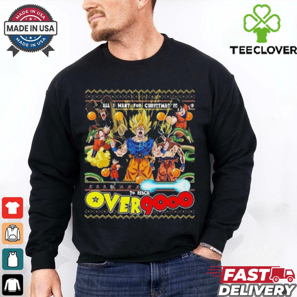 Official All I Want For Xmas Is To Reach Over 9000 Son Goku Shirt Official All I Want For Xmas Is To Reach Over 9000 Son Goku Shirt