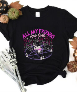 Official All My Friends Are Evil Cute Black Cat Sacrificial Ritual T shirt