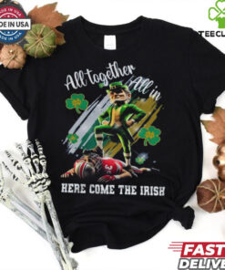 The **Official All Together Here Come The Irish Beat Buckeyes Shirt** showcases a rallying design for Notre Dame Fighting Irish fans, uniting them in support to take on the Buckeyes. Perfect for game day, it embodies team spirit and the drive to victory!