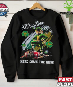 The **Official All Together Here Come The Irish Beat Buckeyes Shirt** showcases a rallying design for Notre Dame Fighting Irish fans, uniting them in support to take on the Buckeyes. Perfect for game day, it embodies team spirit and the drive to victory!