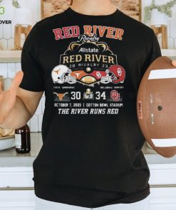 Official Allstate 2023 red river rivalry Oklahoma sooners the river runs red 34 october 7 T shirt