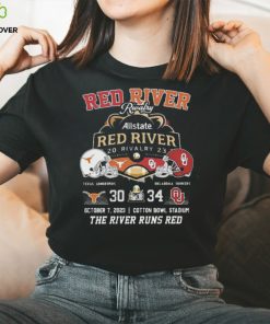Official Allstate 2023 red river rivalry Oklahoma sooners the river runs red 34 october 7 T shirt