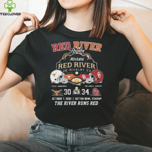 Official Allstate 2023 red river rivalry Oklahoma sooners the river runs red 34 october 7 T shirt