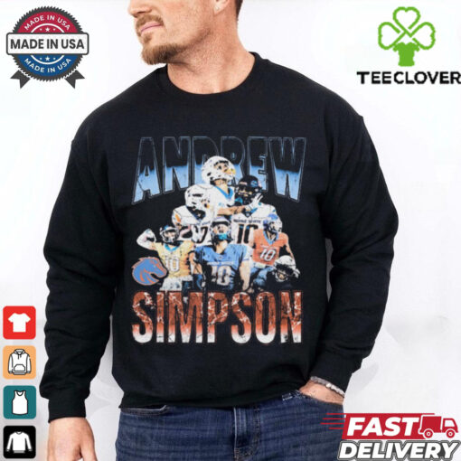 Official Andrew Simpson Boise State Broncos 90s Throwback Graphic t shirt