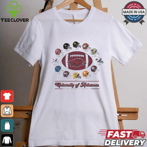 Official Arkansas Razorbacks 2024 Helmet Football Schedule T Shirt