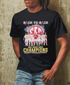 Official Arkansas Razorbacks Back To Back SEC West Baseball Champions 2024 Signatures Shirt